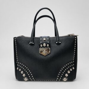 Borsa Saffiano Borchiata di Prada Nera